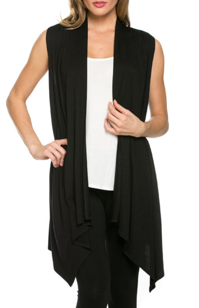 Draped Open Front Jersey Knit Vest - BodiLove | 30% Off First Order
- 1