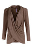 Long Sleeve Criss Cross Drape Front Top - BodiLove | 30% Off First Order - 36 | Mocha