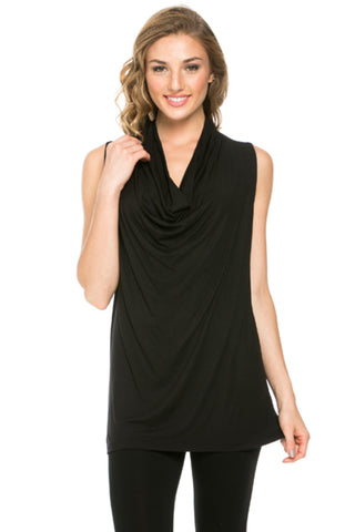 Sleeveless Cowl Neck Tunic Top