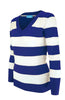 Long Sleeve V-Neck Pullover Cardigan - BodiLove | 30% Off First Order - 4 | Blue & White