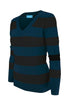 Long Sleeve V-Neck Pullover Cardigan - BodiLove | 30% Off First Order - 40 | Black & Teal