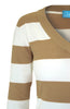 Long Sleeve V-Neck Pullover Cardigan - BodiLove | 30% Off First Order - 12 | Light Brown & White